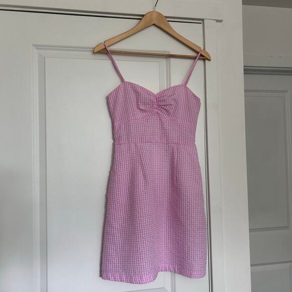 Hutch Gingham Sweetheart Mini Slip Dress Women’s 0 Pink White Check Doll Preppy - Picture 2 of 10